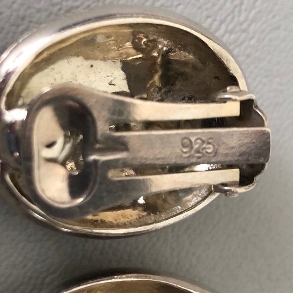 Vintage Marcasite 925 Clip Earrings - Picture 5 of 7